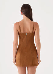Tatum Faux Suede Mini Dress - Tan