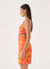 Tropic Love Mini Dress - Saffron Palm Print